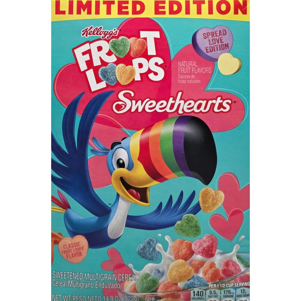 Froot Loops Cereal 14.9 oz – Sweethearts Fruity Box LIMITED edition Heart Shaped